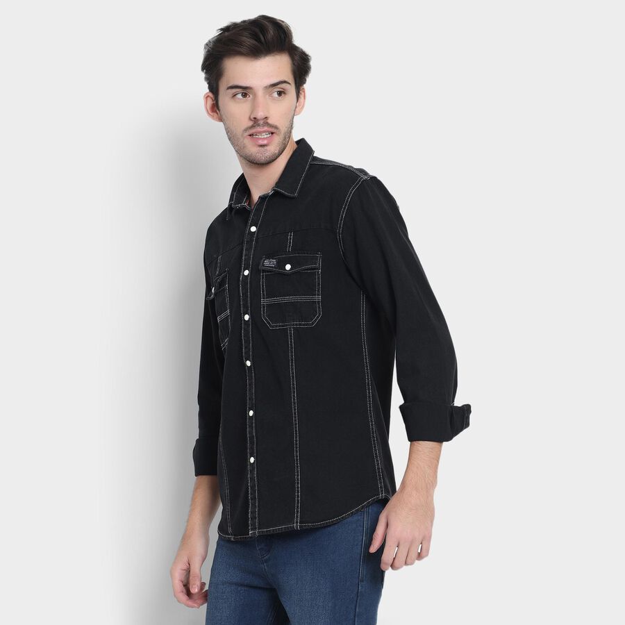 Men's 100% Cotton Casual Shirt , काला, large image number null