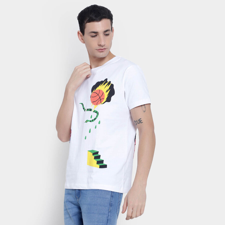 Cotton Round Neck T-Shirt, सफ़ेद, large image number null
