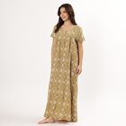 Women's Bright Coral Pink Round Neck Full Length Nighty, Olive, small image number null