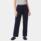 Women's Navy Blue Straight Fit Heart Printed Pyjama, नेवी ब्लू, small