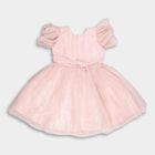 Girls' Soft Pink Floral Embellished Party Wear Frock, गुलाबी, small image number null