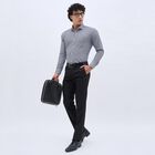 Men's Fixed Waist Slim Fit Formal Trousers , काला, small image number null