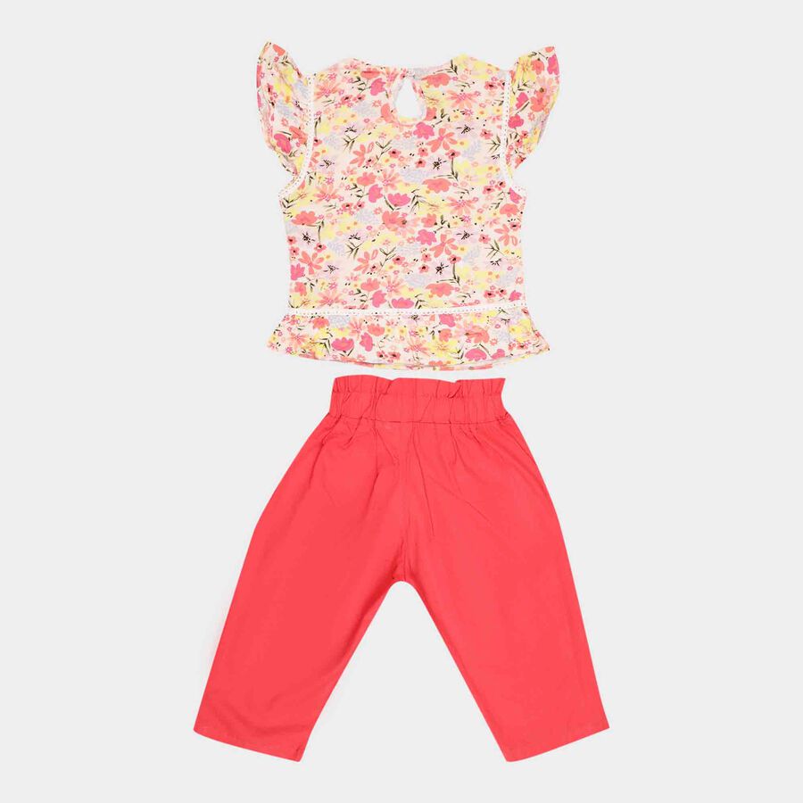 Girls Printed Capri Set, Coral, large image number null