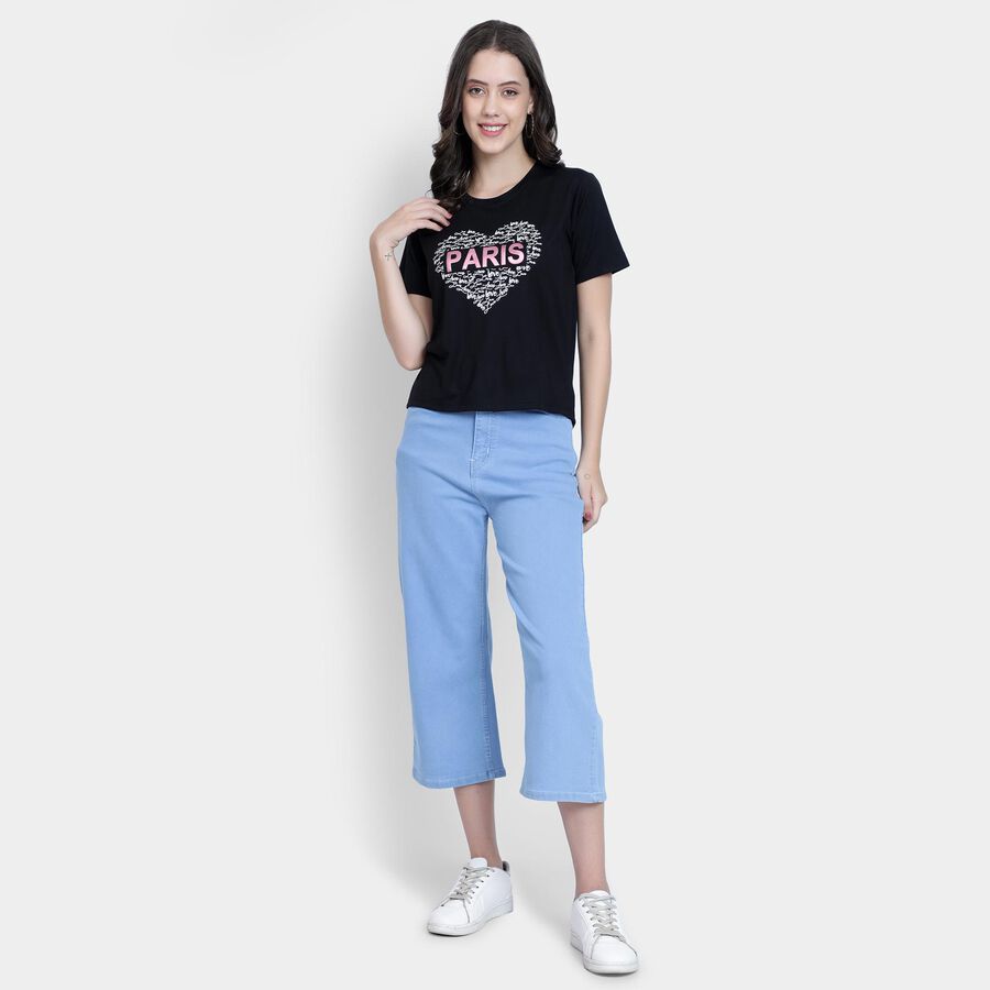 Ladies' Round Neck T-Shirt , Black, large image number null