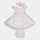 Infant Girls' Frock, सफ़ेद, small image number null