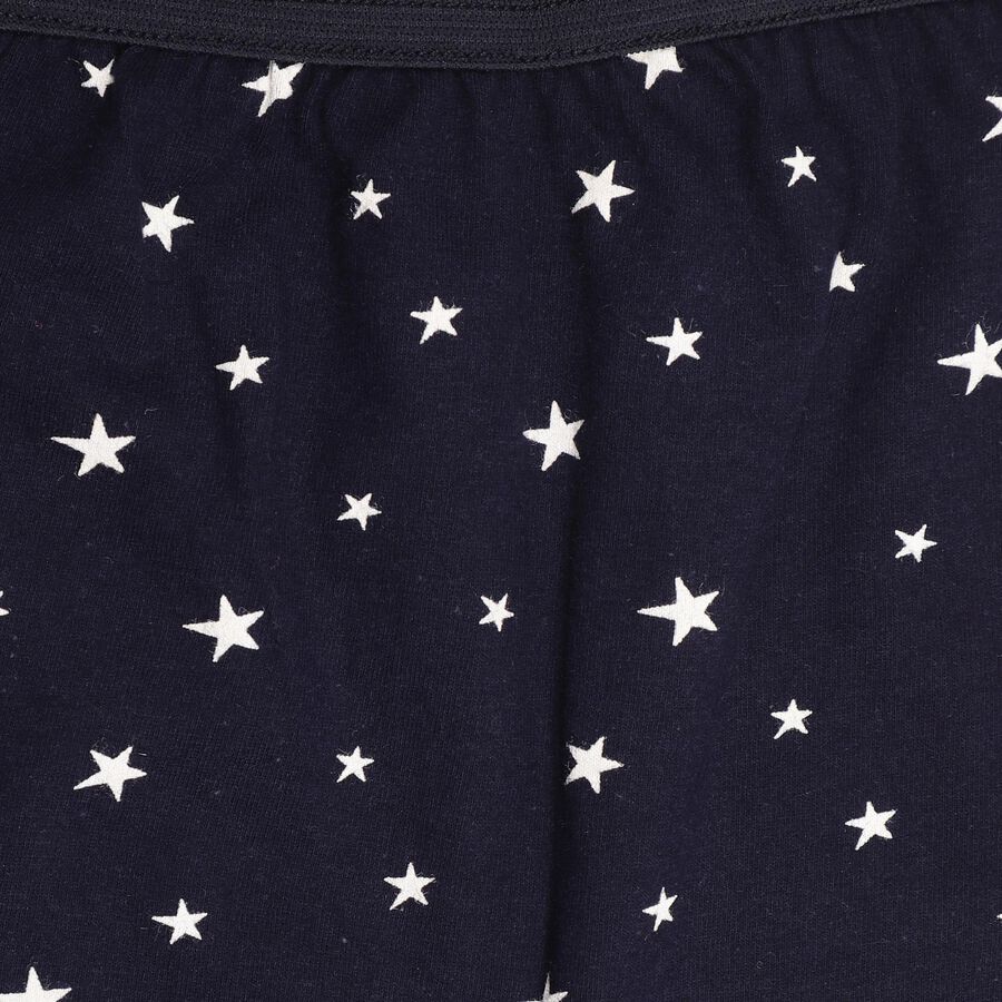 Girls' Dark Navy Regular Fit Printed Bloomers, Navy Blue, large
