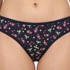 Women's Navy Blue Bikini Fit Floral Print Panty, नेवी ब्लू, small