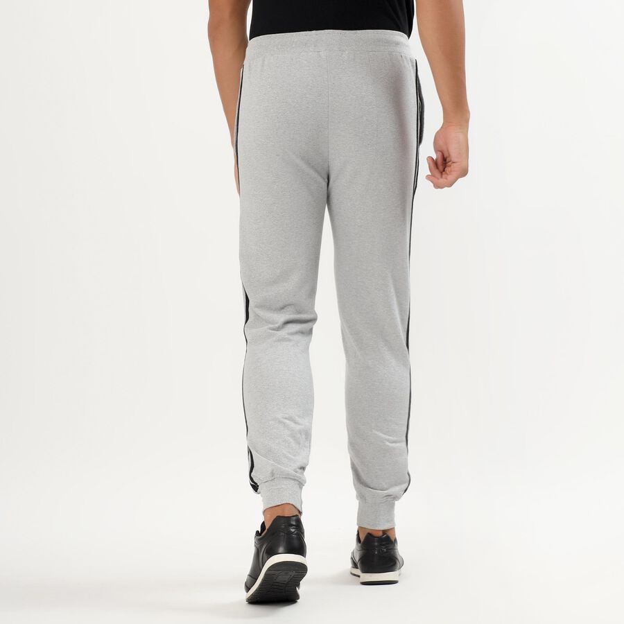 Men's Light Ash Grey Regular Fit Side-Striped Track Pants, Melange Light Grey, large image number null