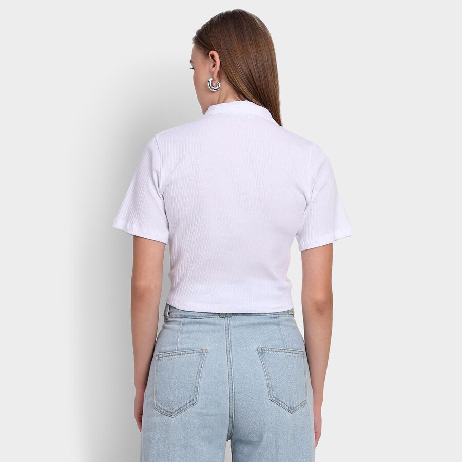 Ladies' 100% Cotton Crop  Top, White, large image number null