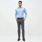 Men's Charcoal Grey Slim Fit Flat-Front Formal Trousers, Melange Mid Grey, small image number null