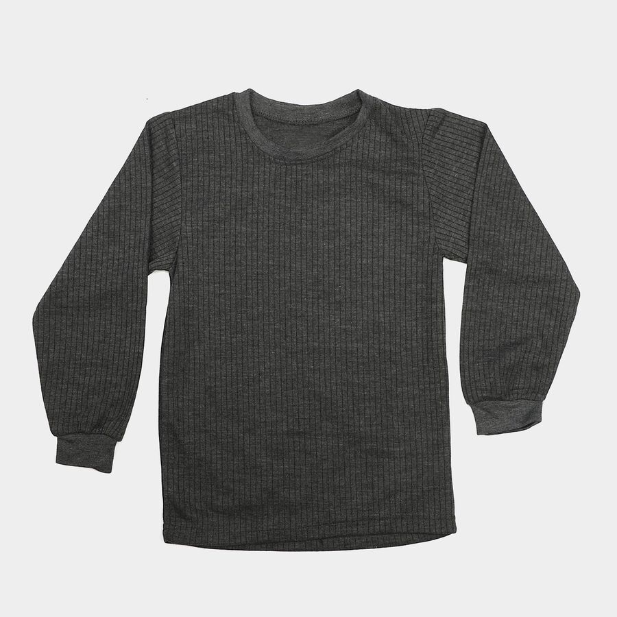 Boys' Grey Long Sleeve Thermal, चारकोल, large
