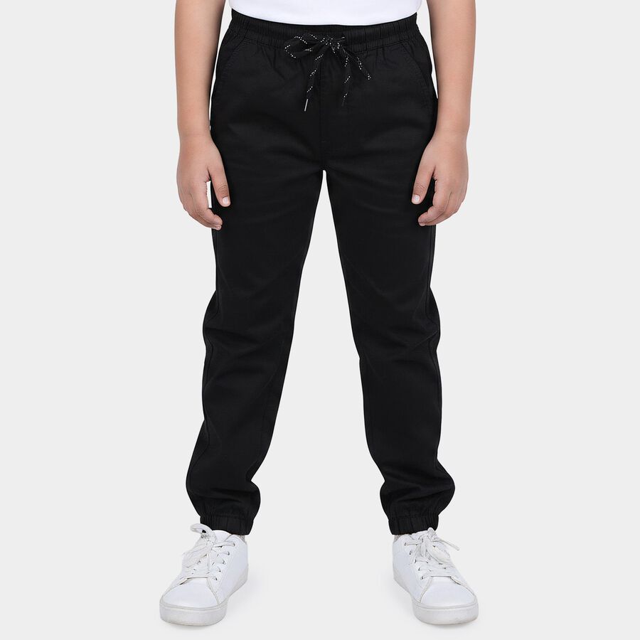 Boys' Black Regular Fit Jogger Trousers, Black, large