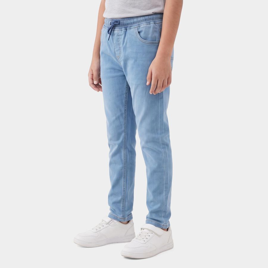 Boys' Light Blue Slim Fit Drawstring Jeans, हल्का नीला, large