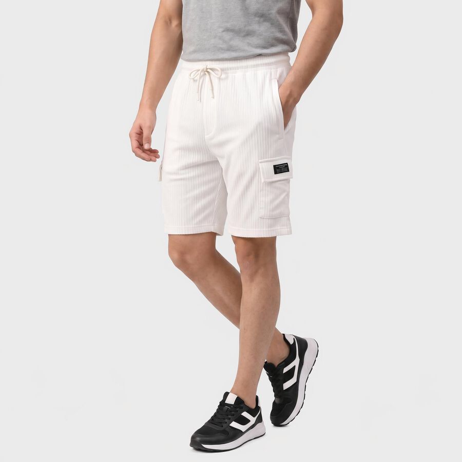 Men's White Regular Fit Cargo Bermuda Shorts, सफ़ेद, large