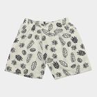 Girls' Off White Regular Fit Printed Shorts, ऑफ व्हाइट, small