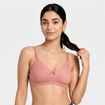 Women's Pink Cotton Blend Regular Bralette Bra