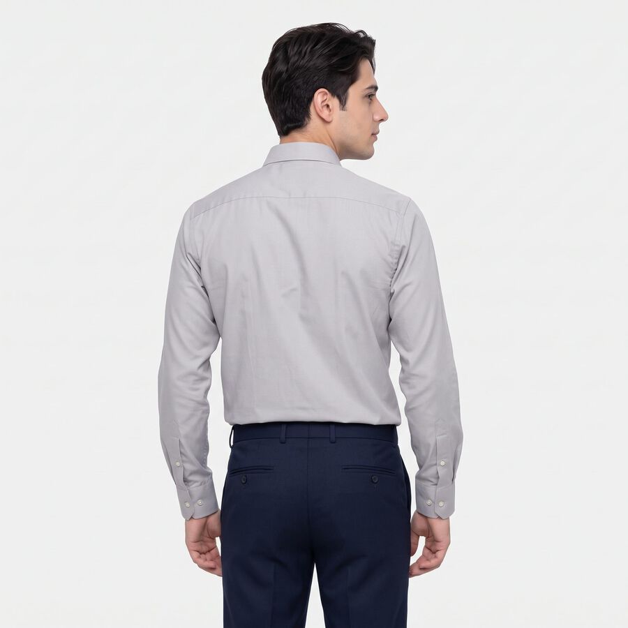 Men's Grey Spread Collar Formal Shirt, हल्का ग्रे, large