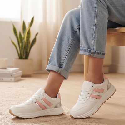 Women's Pink Lace-Up Sneakers