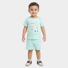 Infants' Light Green Cotton Round Neck Car Print Baba Suit, Light Green, small