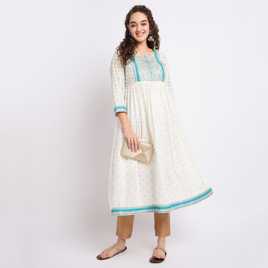 Ladies' 100% Cotton Kurta, Aqua, large image number null