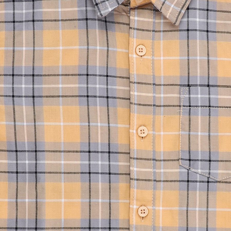 Boys Bright Mustard Yellow Cotton Half Sleeve Classic Casual Shirt, Yellow, large image number null