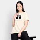 Ladies' 100% Cotton Round Neck T-Shirt , Beige, small