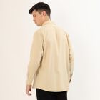Men's Muted Beige Cotton Spread Collar Casual Shirt, Beige, small image number null