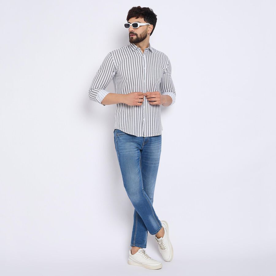 Men's 100% Cotton Casual Shirt , हल्का ग्रे, large