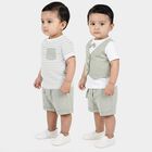 Infants' Mint Green Cotton Round Neck Striped Baba Suit, Light Green, small