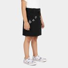 Girls' Black Regular Fit Embroidered Denim Skirt, काला, small