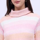 Women's Light Pastel Pink and Peach Turtleneck Casual Pullover, गुलाबी, small image number null