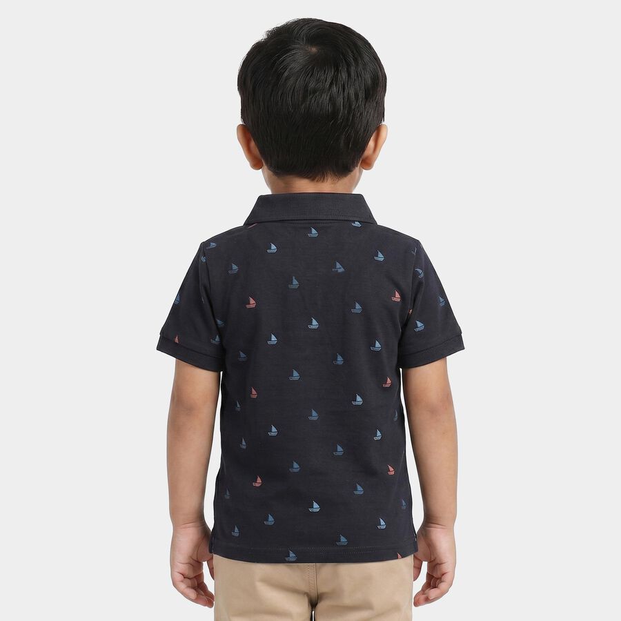 Boys Navy Blue Cotton Polo Neck Polo Boys T-Shirt, नेवी ब्लू, large