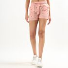 Girls' Soft Pink Printed Paper Bag Shorts, गुलाबी, small image number null