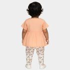 Infants' Peach Cotton Round Neck Applique Top and Capri Set, Peach, small