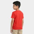 Boys Red Crew Neck Regular Boys T-Shirt, लाल, small