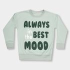 Boys Light Sage Green Crew Neck Casual Sweatshirt, हल्का हरा, small image number null