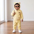 Infants' Yellow Hooded Bear Patch Baba Suit, Yellow, small