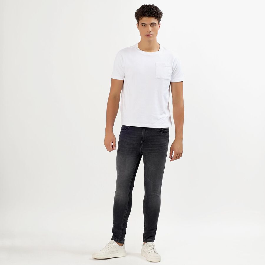 Men's Charcoal Black Skinny Fit Five-Pocket Jeans, गहरा ग्रे, large image number null
