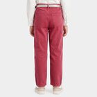 Girls Pink Straight Fit Solid Jeans, Pink, small