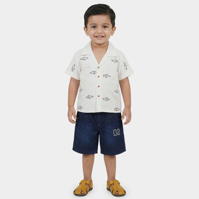 Boys White Cuban Casual Shirt