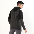 Men's Dark Charcoal Grey and Black Hooded Neck Athletic Fit Sweatshirt, मिश्रित मध्यम ग्रे, small image number null