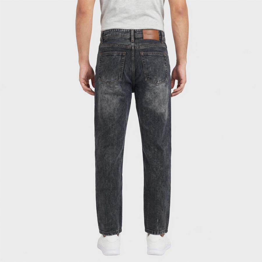 Men's Dark Blue Straight Fit Faded Jeans, Dark Blue, large