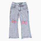 Girls' Light Blue Flared Fit Embellished Jeans, हल्का ग्रे, small image number null