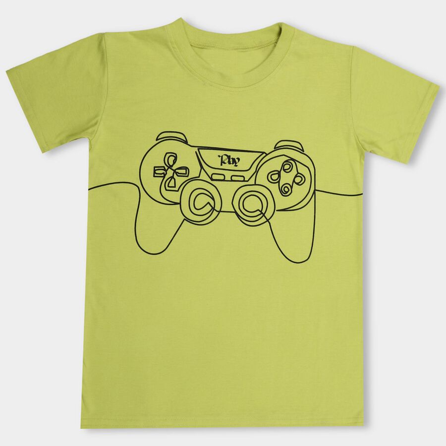 Boys' Half Sleeves T-Shirt, Light Green, large image number null