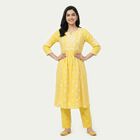 Women's Yellow Embroidered Ethnic Set, Mustard, small