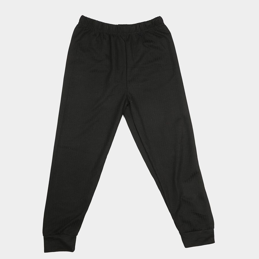 Girls' Black Long Johns Thermal, Black, large