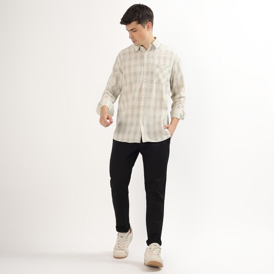 Men's Light Sage Green Cotton Spread Collar Casual Shirt, हल्का हरा, large image number null