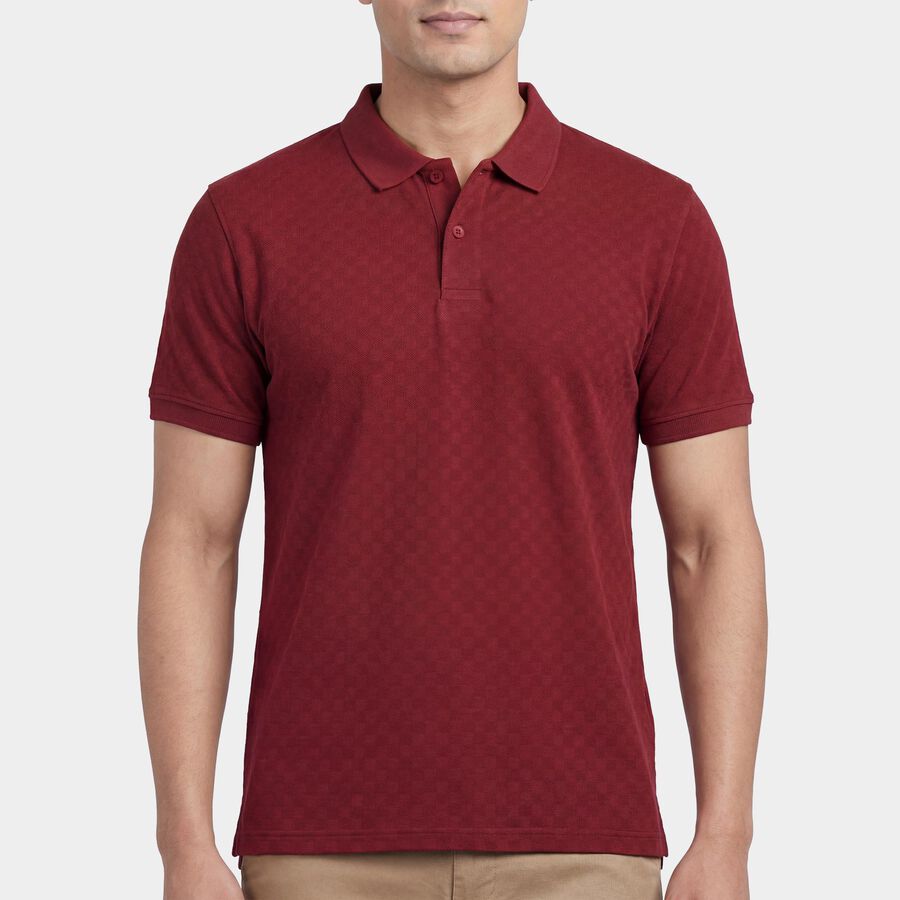 Men's Pink Polo Neck Classic Collared Half Sleeves T-Shirt, Light Pink, large