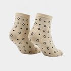 Women's Cream Regular Fit Geometric Finger Socks Pack of 1 Socks, ऑफ व्हाइट, small
