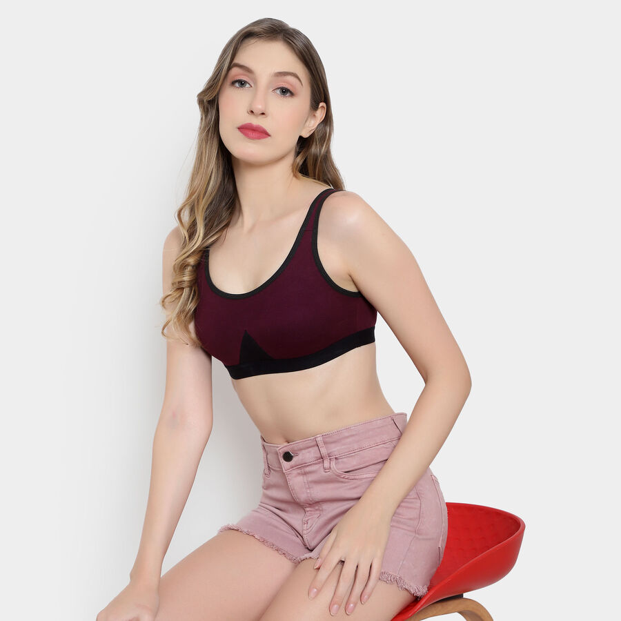 Solid Non-Padded Bra, Purple, large image number null